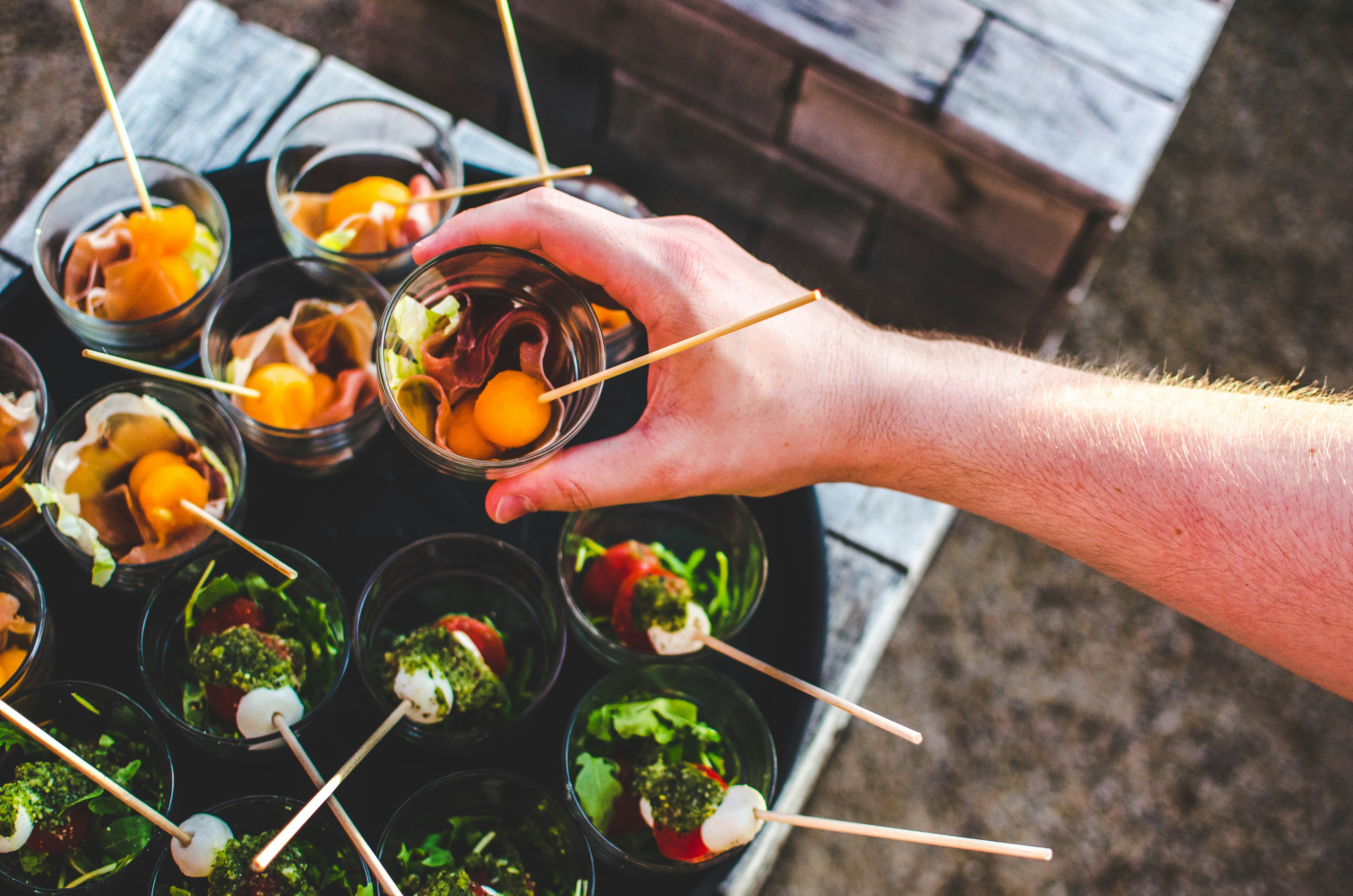 Individual appetizer cups for cocktail hour